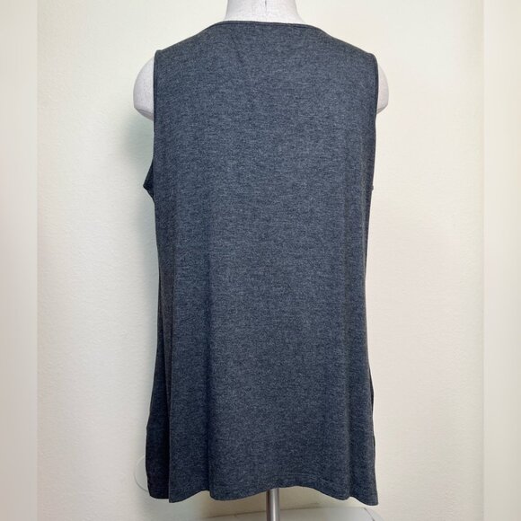 CALVIN KLEIN Gray Tank Top With Silver Sequin Front Detail Womens Large - Picture 5 of 8